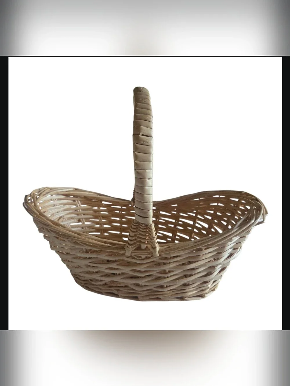 Woven Natural Wicker Gathering Basket with Handle